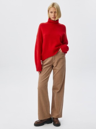 брюки из хлопкового вельвета - женская одежда на высокой посадке 