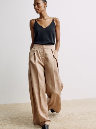 брюки-палаццо из тенселя и льна премиум качества - женские брюки дешевые 