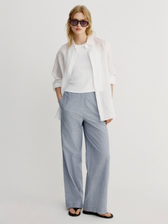 брюки прямого кроя из хлопка фотография