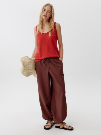брюки-шаровары с содержанием льна - женские брюки