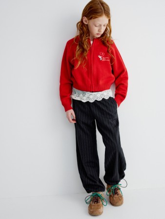 брюки в полоску с кружевной оборкой для девочек фотография