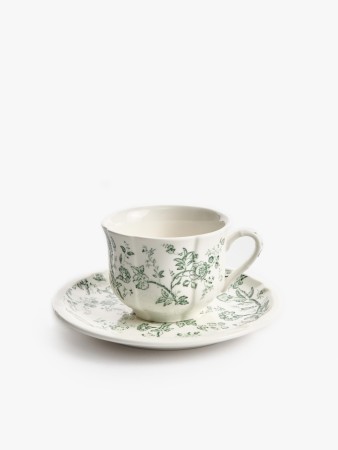 чайная пара из фарфора с цветочным узором фотография