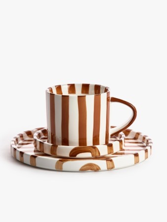 чайная пара из костяного фарфора в полоску - товары для дома в полоску 