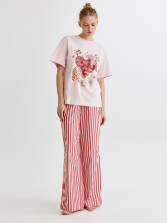 домашние брюки из хлопка в полоску - женская одежда в полоску 