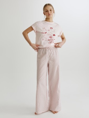 домашние брюки из хлопка в полоску - женская одежда в полоску 