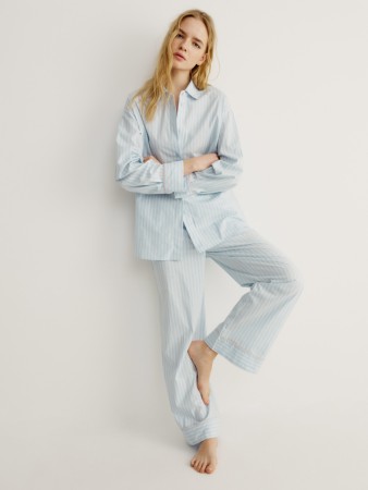 домашние брюки из хлопка в полоску - женская одежда, обувь и аксессуары на завязках 