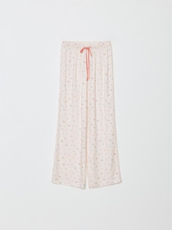 домашние брюки из струящейся вискозы с принтом - женская одежда на завязках 