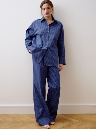 домашние брюки в полоску - женская одежда на завязках 