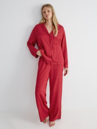 домашние брюки в полоску - женская одежда на завязках 