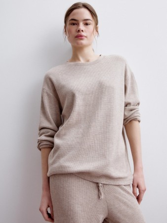 домашний лонгслив из вафельного трикотажа - женские домашние футболки и лонгсливы