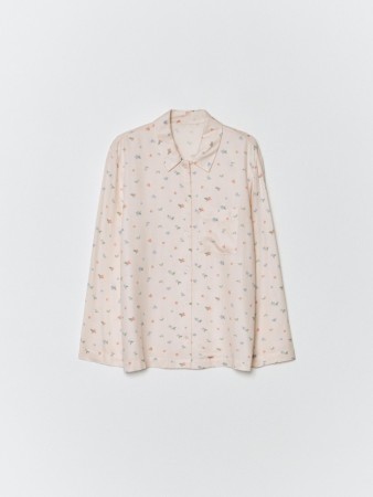 домашняя рубашка из струящейся вискозы с принтом - женская одежда струящаяся 