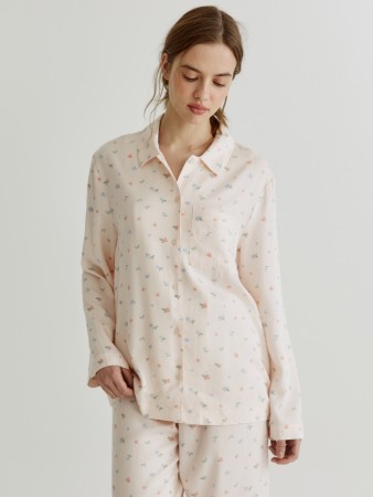 домашняя рубашка из струящейся вискозы с принтом - женская домашняя одежда