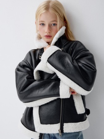 дубленка из искусственной кожи для девочек - детская одежда, обувь и аксессуары для всех возрастов с длинным рукавом 