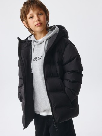 дутая куртка с капюшоном для мальчиков - детская одежда, обувь и аксессуары со стопперами 