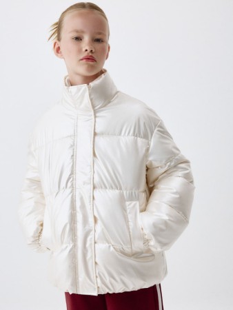 дутая куртка с воротником для девочек - куртки российские 
