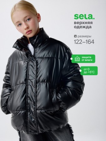 дутая куртка с воротником для девочек фотография
