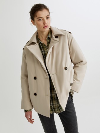 двубортная базовая куртка-тренч с мембраной - женские куртки двубортные 
