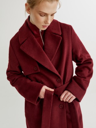 двубортное пальто из смесовой шерсти - верхняя одежда по распродаже
