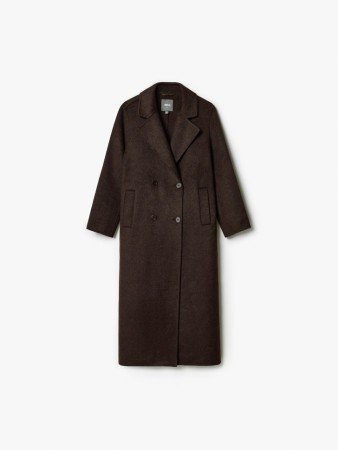 двубортное пальто макси из смесовой шерсти фотография