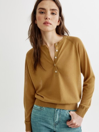 джемпер на пуговицах с содержанием лиоцелла и льна - женские джемперы из лиоцелла 