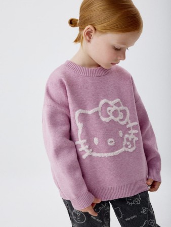 джемпер оверсайз с принтом hello kitty для девочек фотография