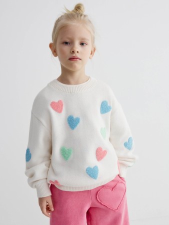 джемпер оверсайз с вышивкой для девочек фотография