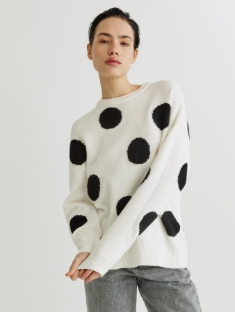 джемпер оверсайз в крупный горох - женские джемперы в горошек 