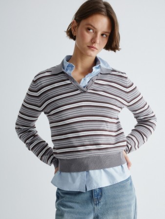 джемпер-поло в контрастную полоску фотография