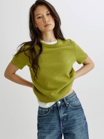 джемпер с коротким рукавом из 100% шерсти фотография