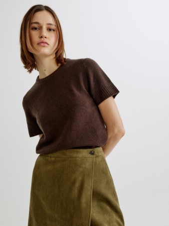 джемпер с коротким рукавом из 100% шерсти фотография