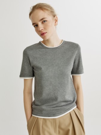 джемпер с коротким рукавом из смесовой вискозы - женские джемперы, свитеры и кардиганы