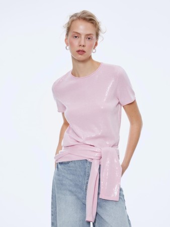 джемпер с пайетками - женские джемперы с круглым вырезом 