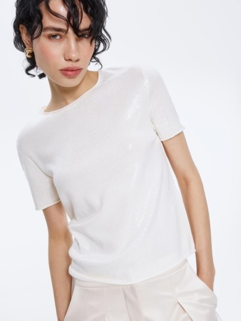 джемпер с пайетками - женские джемперы с круглым вырезом 