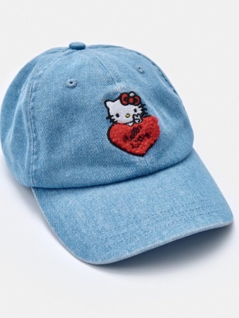 джинсовая бейсболка с вышивкой hello kitty для девочек - детские бейсболки и кепки джинсовые 