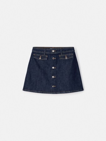 джинсовая мини-юбка на пуговицах фотография