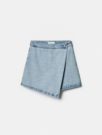 джинсовая мини юбка-шорты с запахом - женская одежда, обувь и аксессуары с запахом 