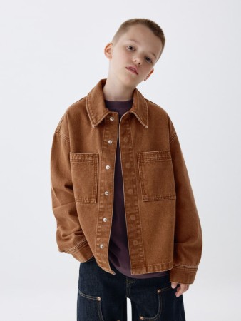 джинсовая рубашка для мальчиков - куртки и пуховики прямые 