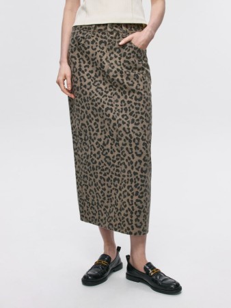 джинсовая юбка миди с леопардовым принтом - женские юбки российские 