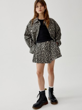 джинсовая юбка-шорты с леопардовыми принтом для девочек - детская одежда, обувь и аксессуары для всех возрастов с поясом 