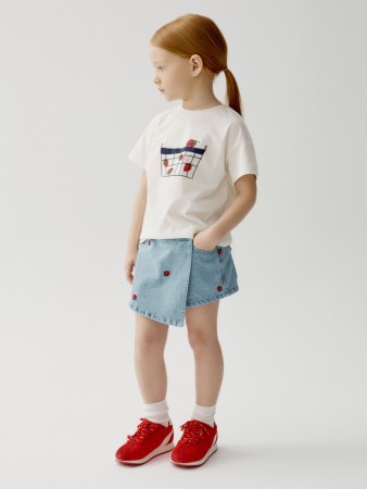 джинсовая юбка-шорты с принтом для девочек - детская одежда, обувь и аксессуары для всех возрастов с поясом 