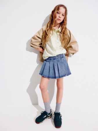 джинсовая юбка-шорты в складку для девочек - детская одежда sela 