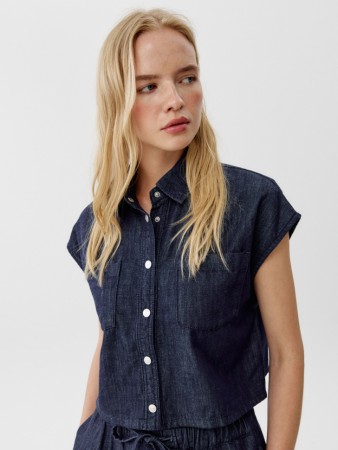 джинсовая жилетка оверсайз с содержанием лиоцелла и льна - верхняя одежда из денима 