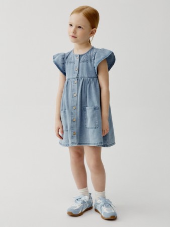 джинсовое платье с вышивкой для девочек - детские платья голубые 