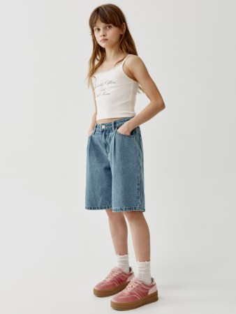 джинсовые шорты-бермуды для девочек - детская одежда sela 