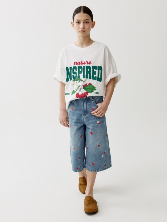 джинсовые шорты-бермуды с вышивкой для девочек - детская одежда sela 