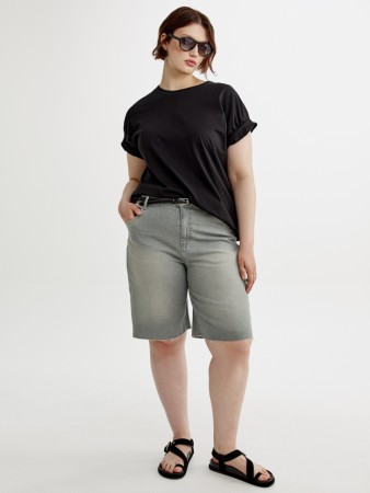 джинсовые шорты бермуды с высокой посадкой - женские шорты