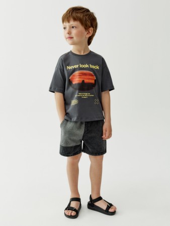 джинсовые шорты на резинке для мальчиков - детские шорты на шнурках 