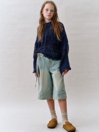 джинсовые удлиненные шорты с люверсами для девочек - детская одежда, обувь и аксессуары широкая 