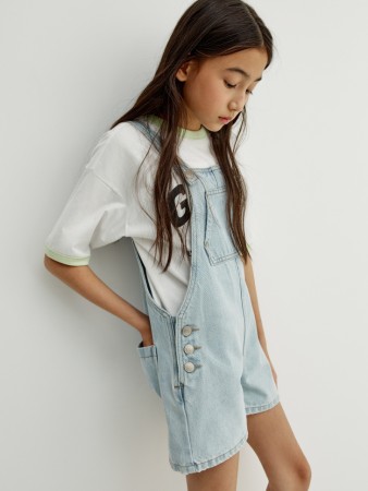 джинсовый комбинезон для девочек - детские комбинезоны короткие 