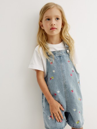 джинсовый комбинезон с вышивкой для девочек - детские комбинезоны тонкие 